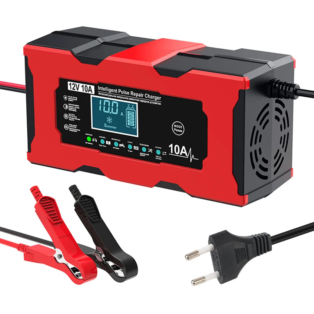 Automobile Battery Chargers 12V 10A Intelligent Pulse Repair Tool For Iron Lithium Lead Acid Batteries Storage Cell Car Chargers
